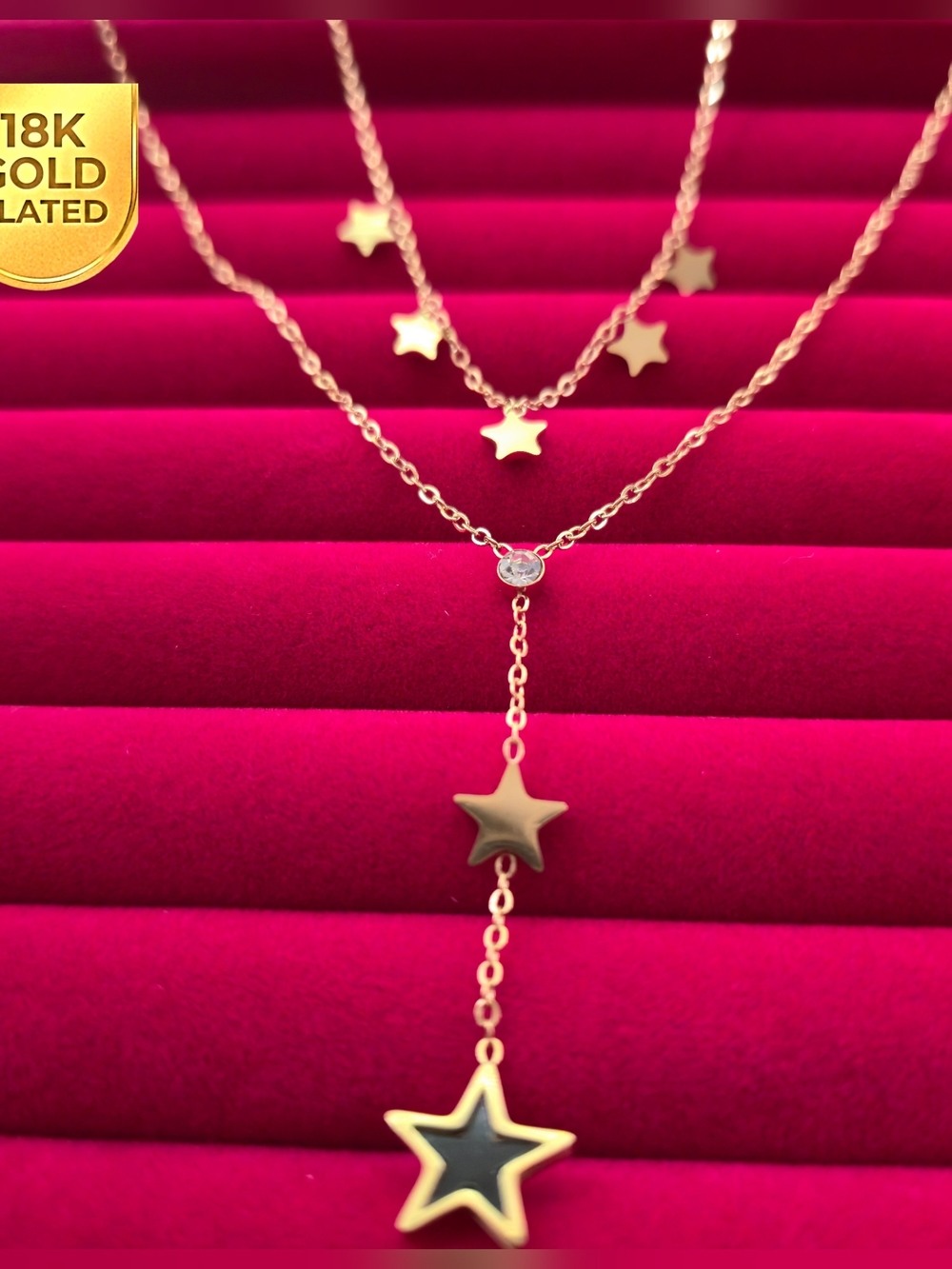 Trendy Gold Star Layered Necklace - Women's Jewelry B003